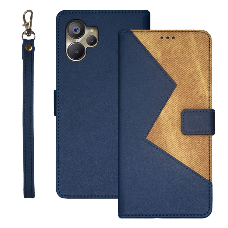 

For Realme 10 5G idewei Two-color Splicing Leather Phone Case(Blue)