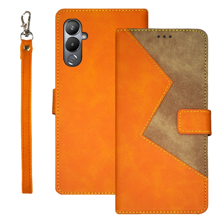 

For Tecno Pova 4 idewei Two-color Splicing Leather Phone Case(Orange)