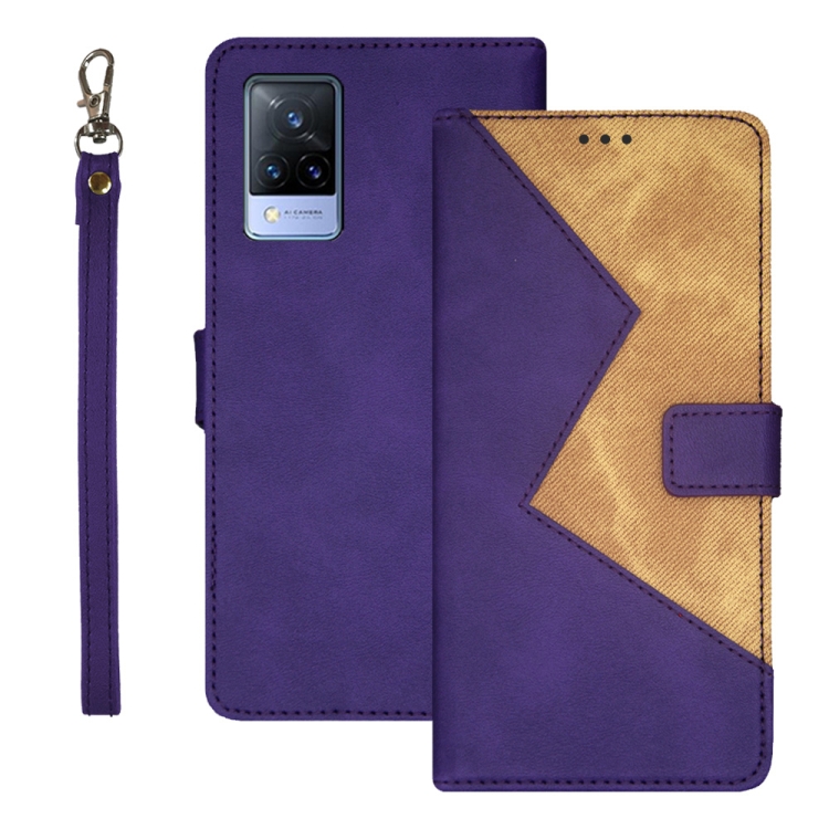 

For vivo V21s idewei Two-color Splicing Leather Phone Case(Purple)