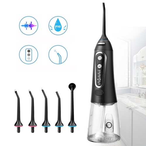 

WF203 Intelligent Electric Oral Irrigator Portable Flosser(Black Transparent)