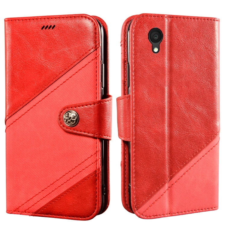 

For Alcatel 1 Ultra idewei Color Contrast Retro Texture Leather Phone Case(Red)