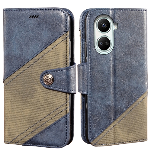 

For Huawei nova 10 SE idewei Color Contrast Retro Texture Leather Phone Case(Blue)