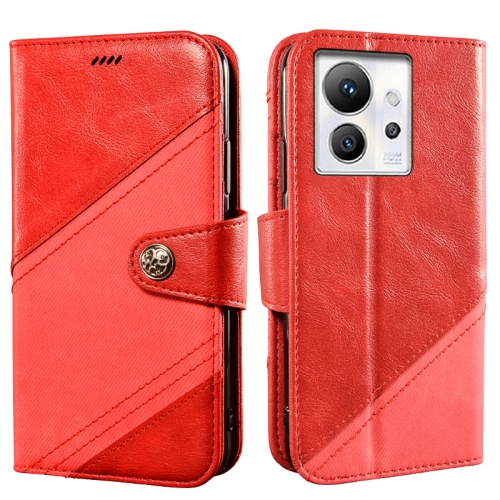 

For Infinix Zero Ultra 5G idewei Color Contrast Retro Texture Leather Phone Case(Red)