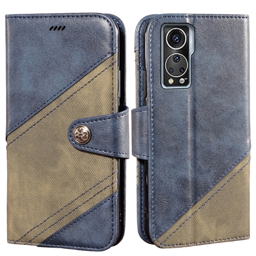 

For ZTE Axon 30S idewei Color Contrast Retro Texture Leather Phone Case(Blue)