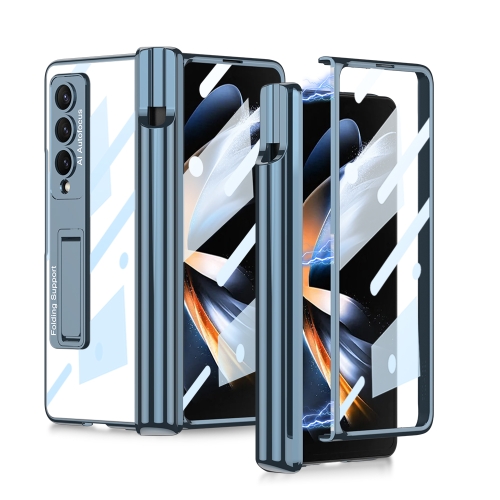 

For Samsung Galaxy Z Fold4 GKK Magnetic Fold Hinge Shockproof Phone Case with Pen Slots(Blue)