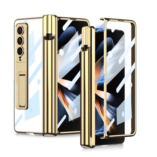 

For Samsung Galaxy Z Fold4 GKK Magnetic Fold Hinge Shockproof Phone Case with Pen Slots(Gold)