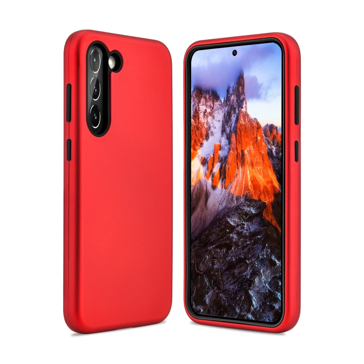 

For Samsung Galaxy S23 5G 3 in 1 Solid Color Shockproof Protective Phone Case(Red)