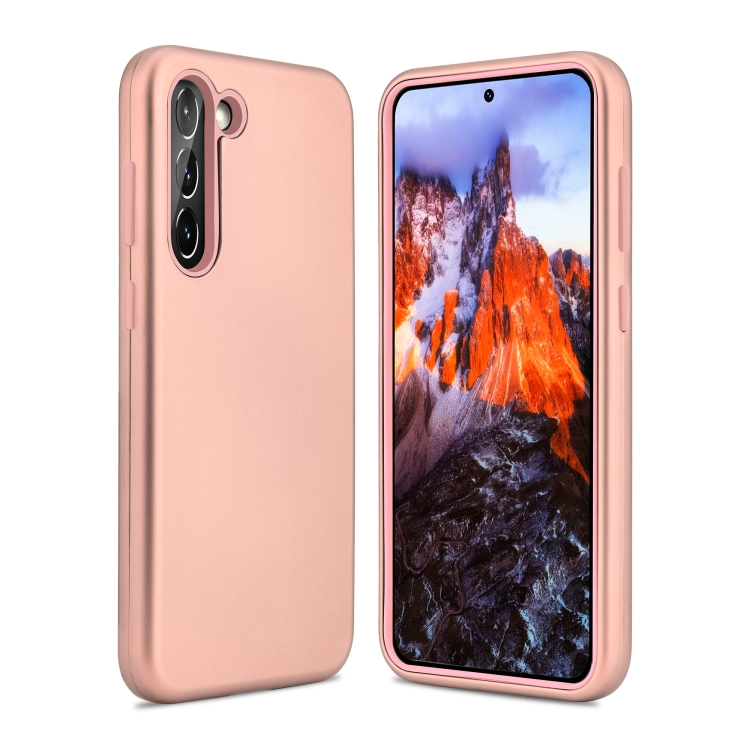 

For Samsung Galaxy S23+ 5G 3 in 1 Solid Color Shockproof Protective Phone Case(Pink)