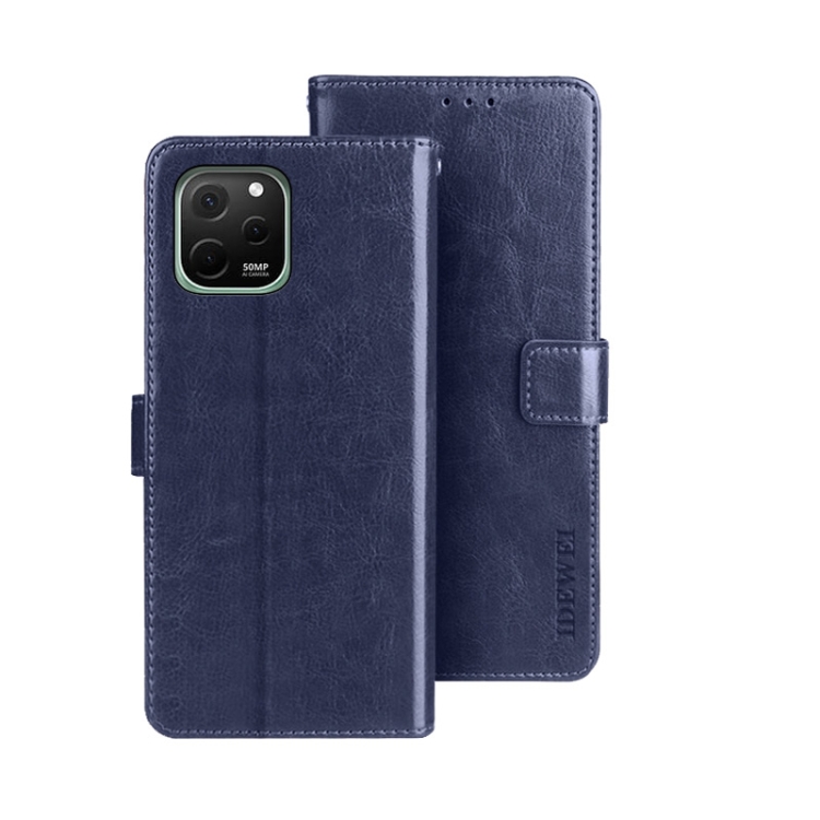 

For Huawei nova Y61 4G idewei Crazy Horse Texture Leather Phone Case(Dark Blue)
