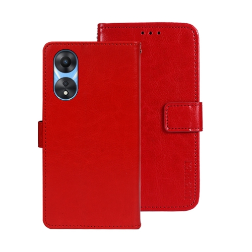 

For OPPO A58 5G idewei Crazy Horse Texture Leather Phone Case(Red)