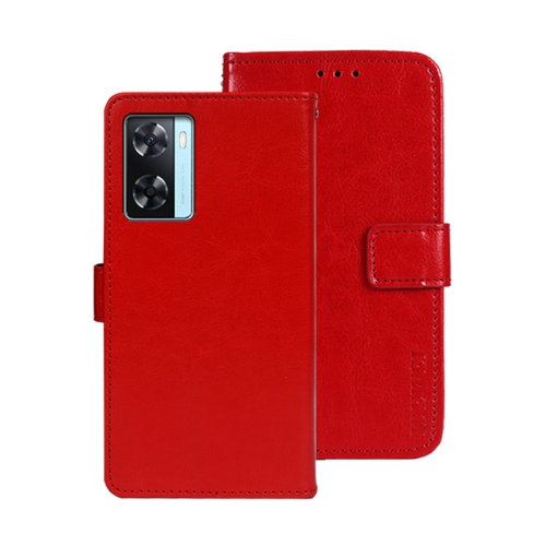 

For OPPO A77s idewei Crazy Horse Texture Leather Phone Case(Red)