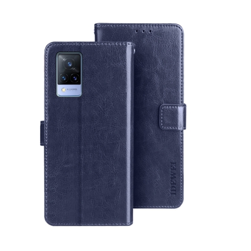 

For vivo V21s idewei Crazy Horse Texture Leather Phone Case(Dark Blue)