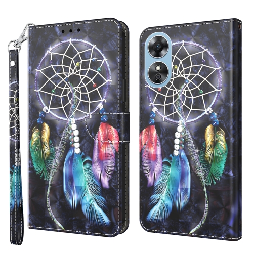 

For OPPO A17 3D Painted Leather Phone Case(Colorful Dreamcatcher)