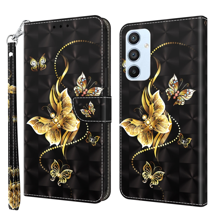

For Samsung Galaxy A54 5G 3D Painted Leather Phone Case(Golden Swallow Butterfly)