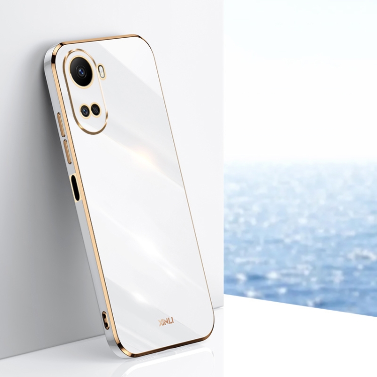 

For Huawei nova 10 SE XINLI Straight 6D Plating Gold Edge TPU Shockproof Case(White)