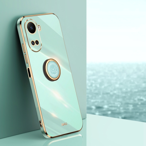 

For Huawei nova 10 SE XINLI Straight Edge 6D Electroplate TPU Phone Case with Ring Holder(Mint Green)