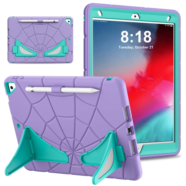 

For iPad 10.2 2021 / 2020 / 2019 Silicone + PC Shockproof Protective Tablet Case (Purple + Mint Green)