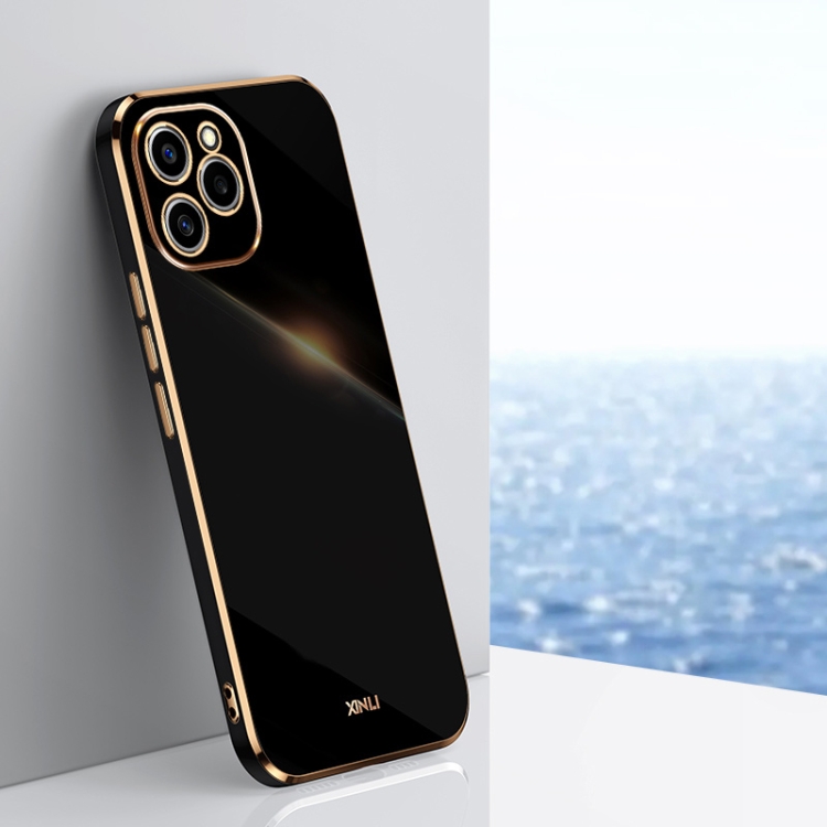 

For Honor 60 SE XINLI Straight 6D Plating Gold Edge TPU Shockproof Case(Black)