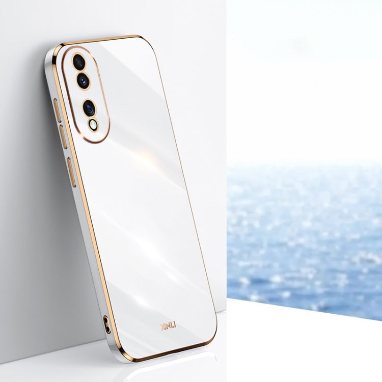 

For Honor 70 XINLI Straight 6D Plating Gold Edge TPU Shockproof Case(White)