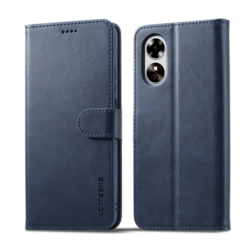 

For OPPO A17 LC.IMEEKE Calf Texture Leather Phone Case(Blue)