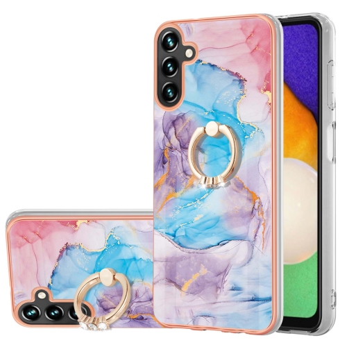 

For Samsung Galaxy A14 5G Electroplating IMD TPU Phone Case with Ring(Blue Marble)