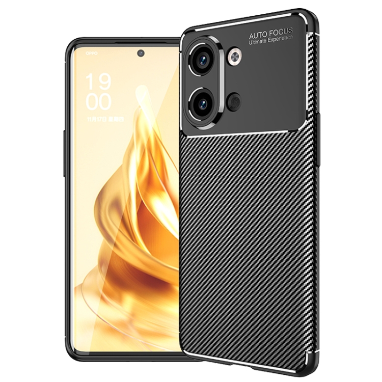 

For OPPO Reno9 / Reno9 Pro Carbon Fiber Texture Shockproof TPU Phone Case(Black)