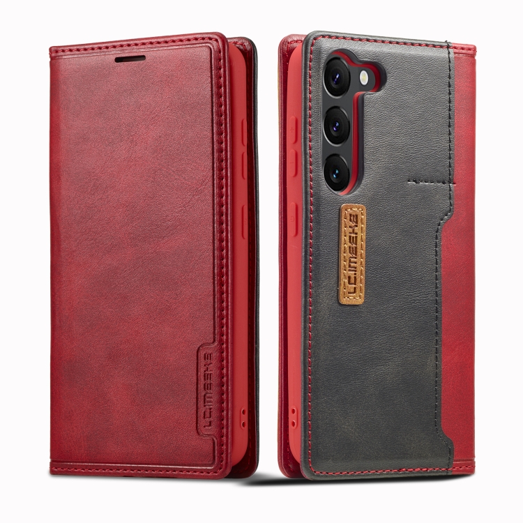 

For Samsung Galaxy S23+ 5G LC.IMEEKE LC-001 Color Matching Frosted Leather Phone Case(Red)