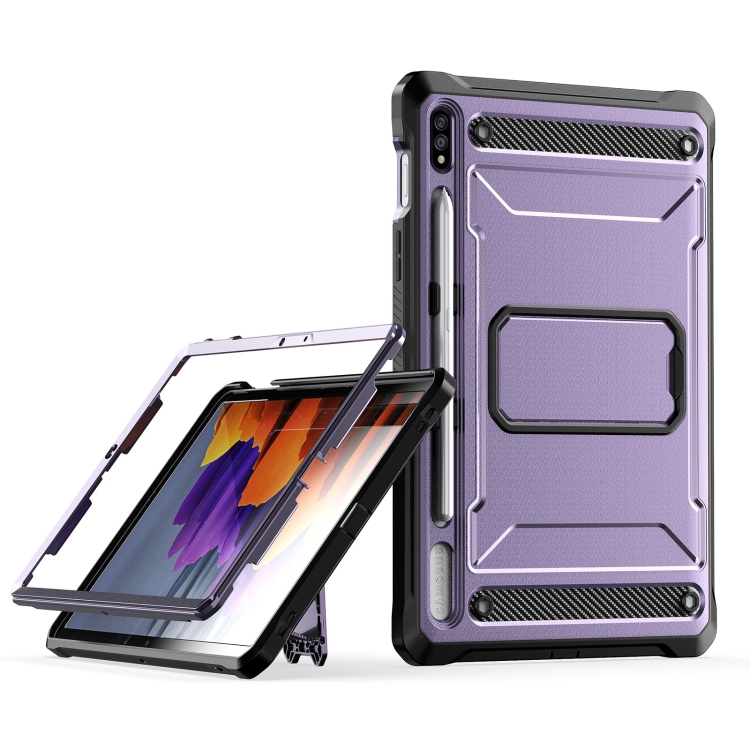 

For Samsung Galaxy Tab S7/S8 Explorer PC + TPU Tablet Protective Case with Pen Slot(Purple)