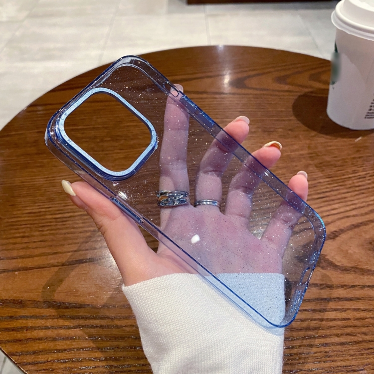

For iPhone 13 Pro Max Glitter Powder Transparent TPU Phone Case(Blue)