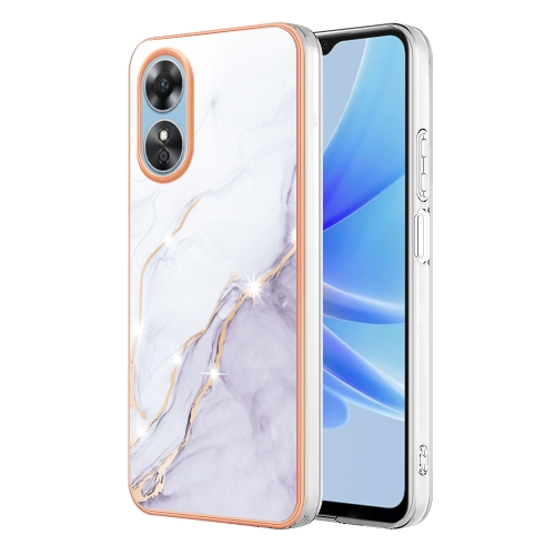 

For OPPO A17 Electroplating Marble Dual-side IMD Phone Case(White 006)