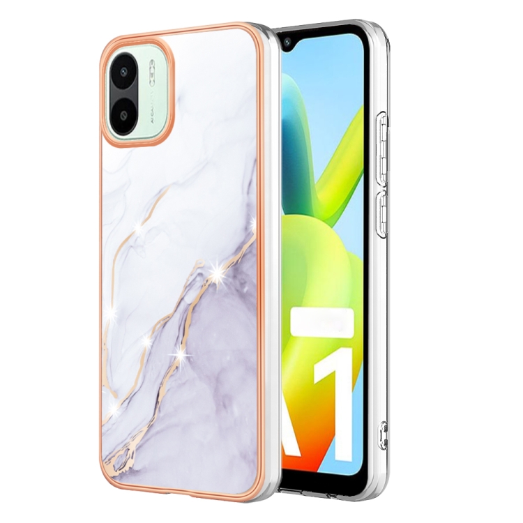 

For Xiaomi Redmi A1 Electroplating Marble Dual-side IMD Phone Case(White 006)