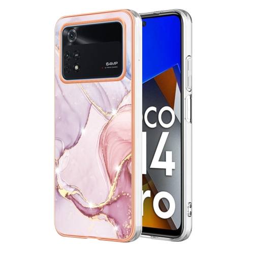 

For Xiaomi Poco M4 Pro 4G Electroplating Marble Dual-side IMD Phone Case(Rose Gold 005)