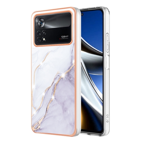 

For Xiaomi Poco X4 Pro 5G Electroplating Marble Dual-side IMD Phone Case(White 006)