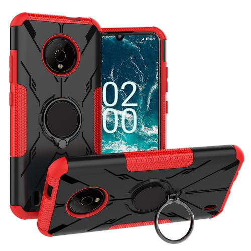 

For Nokia C200 Armor Bear Shockproof PC + TPU Phone Case with Ring Holder(Red)