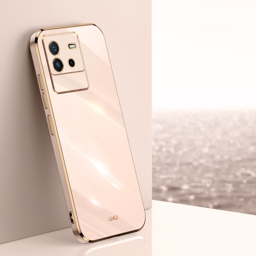

For vivo iQOO Neo6 XINLI Straight 6D Plating Gold Edge TPU Phone Case(Pink)