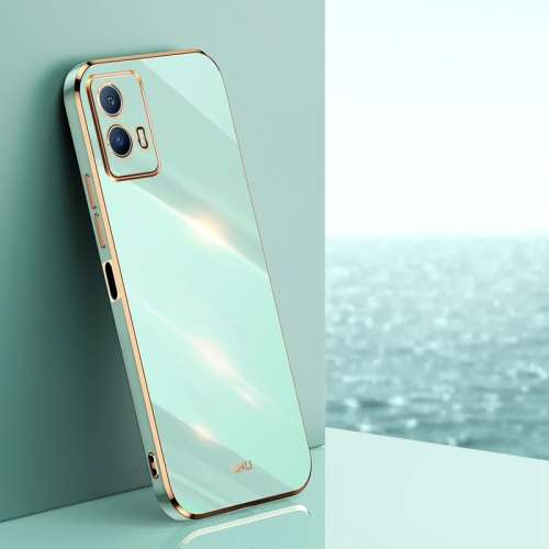 

For vivo iQOO U5 XINLI Straight 6D Plating Gold Edge TPU Phone Case(Mint Green)