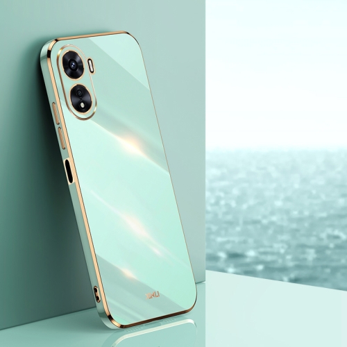 

For vivo Y16 4G XINLI Straight 6D Plating Gold Edge TPU Phone Case(Mint Green)