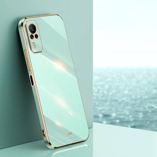 

For vivo Y51 2020 December XINLI Straight 6D Plating Gold Edge TPU Phone Case(Mint Green)