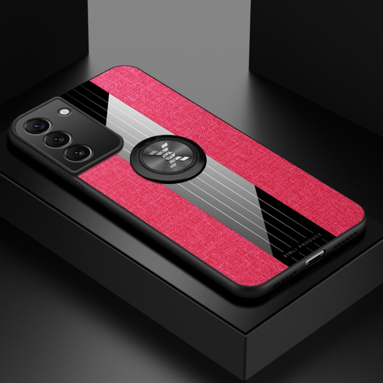 

For Samsung Galaxy S22+ 5G XINLI Stitching Cloth Textue TPU Phone Case with Ring Holder(Red)