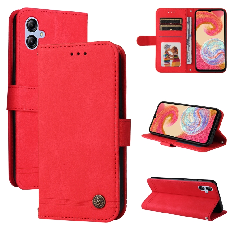 

For Samsung Galaxy A04e Skin Feel Life Tree Metal Button Leather Phone Case(Red)