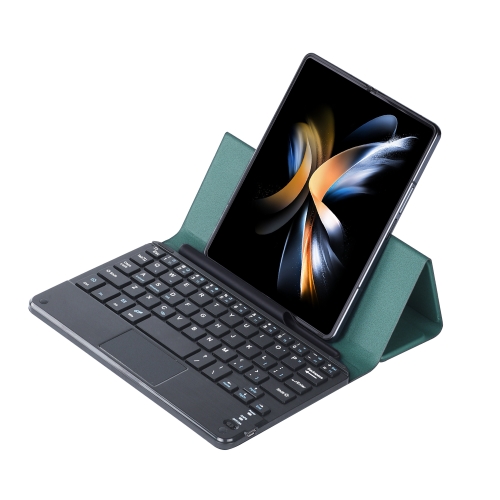 

For Samsung Galaxy Z Fold4/Fold3 GKK Magnetic Folding Bluetooth Keyboard Leather Case with Touchpad(Dark Green)