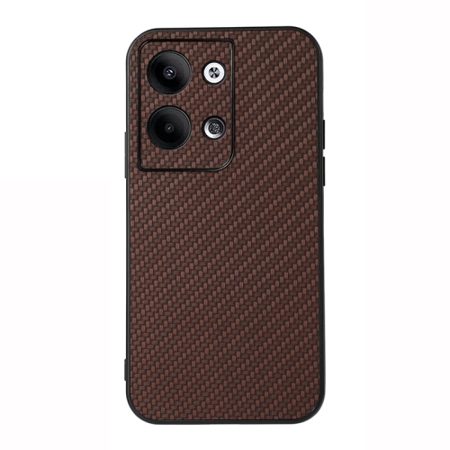 

For OPPO Reno9 / Reno9 Pro Accurate Hole Carbon Fiber Texture PU Phone Case(Brown)