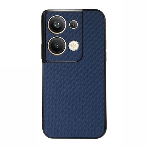 

For OPPO Reno9 Pro+ Accurate Hole Carbon Fiber Texture PU Phone Case(Blue)