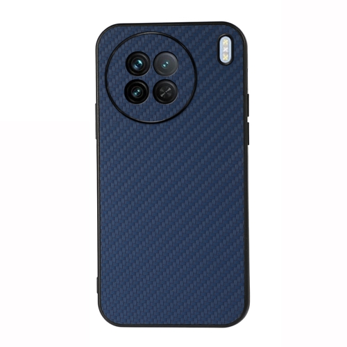 

For vivo X90 Accurate Hole Carbon Fiber Texture PU Phone Case(Blue)