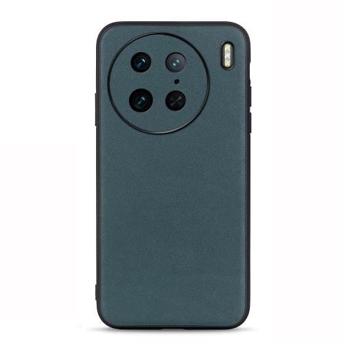 

For vivo X90 Pro Accurate Hole Lambskin Texture Genuine Leather Phone Case(Green)