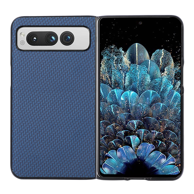 

For Google Pixel Fold Carbon Fiber Texture Shockproof Phone Case(Blue)