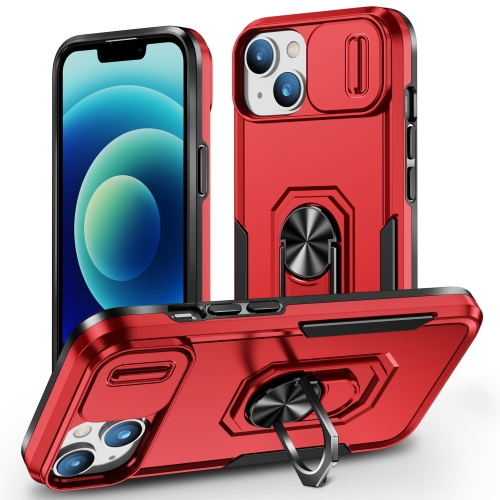 

For iPhone 14 Pioneer Armor Sliding Camshield Phone Case(Red)