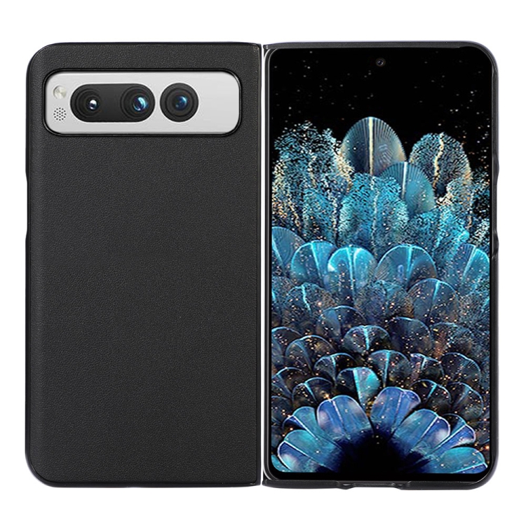 

For Google Pixel Fold Lambskin Texture Genuine Leather Phone Case(Black)