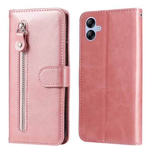 

For Samsung Galaxy A04e Calf Texture Zipper Leather Phone Case(Rose Gold)