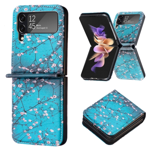 

For Samsung Galaxy Z Flip3 5G Colored Drawing Invisible Magnetic Leather Phone Case(Plum Blossom)